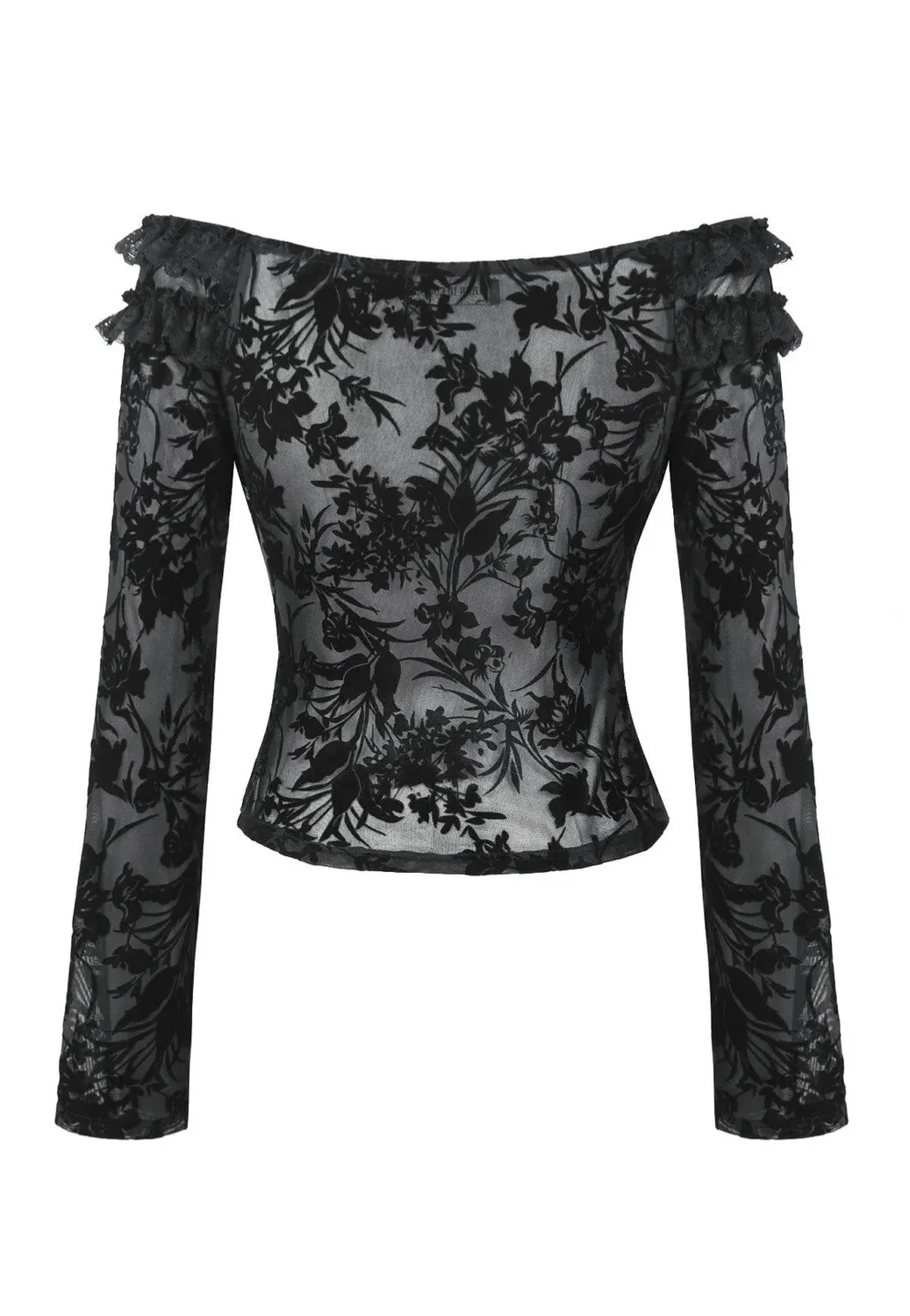 Gothic Sexy Off-Shoulder Velvet Lace Top Schwarz
