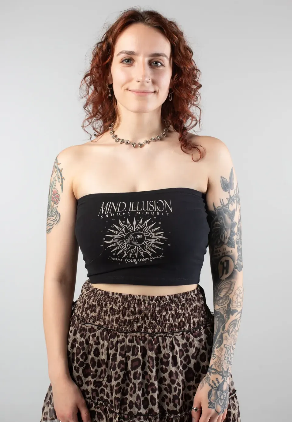 Impericon Brandon Bandeau Oberteil black bright white