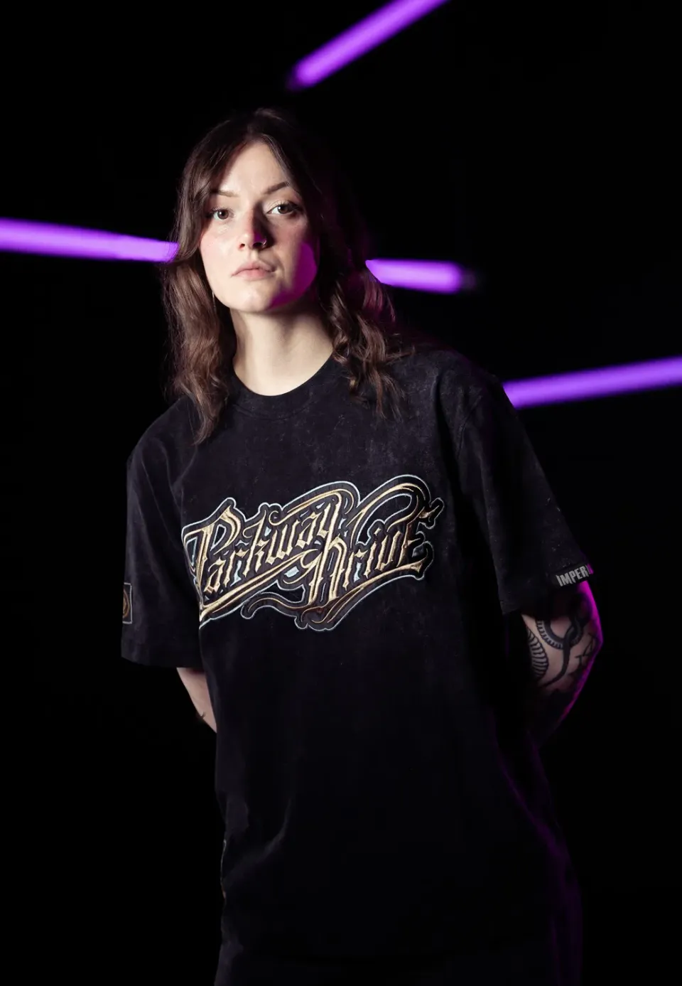 Impericon Logo Acid Wash Premium T-Shirt schwarz
