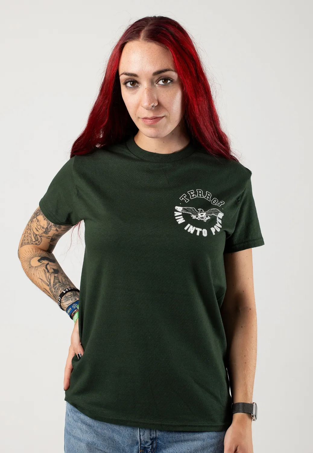 Impericon Pain Into Power T-Shirt forest green