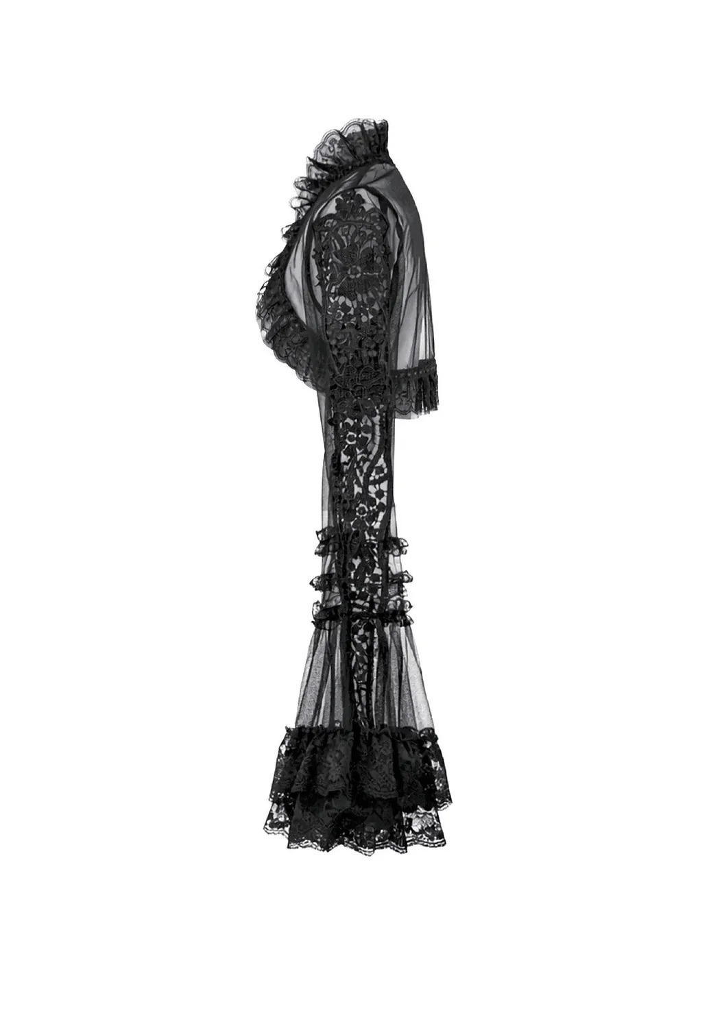 Impericon Gothic Romantic Mesh With Ruffled High Neck Bolero schwarz