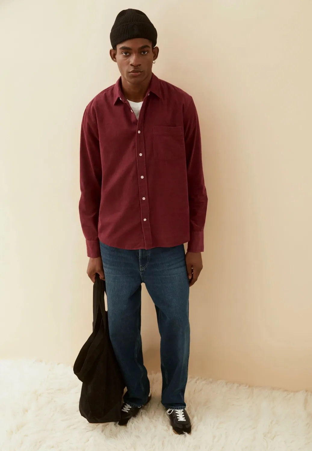 Impericon Corduroy Velvet Red Hemd bordeaux vegan