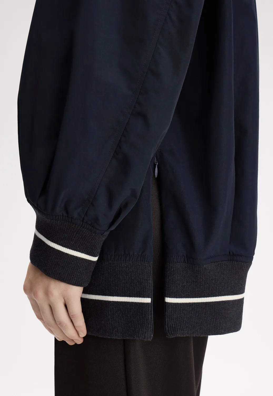 Impericon Longline Tipped Bomber Navy Jacke navy Nylon