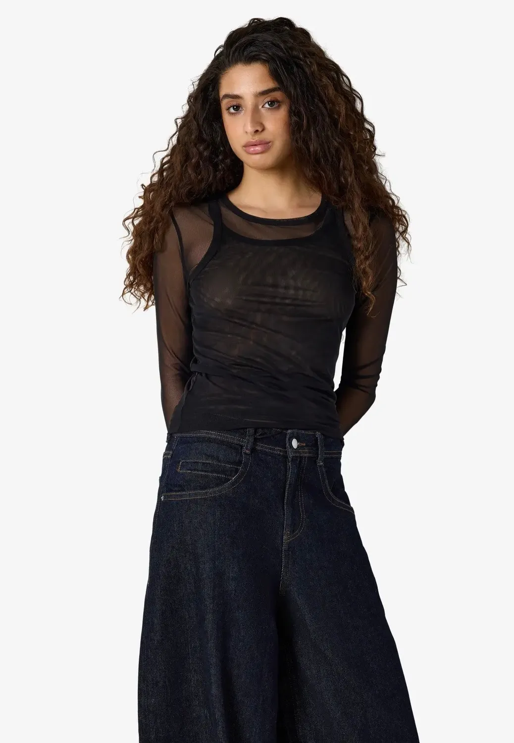 Impericon Judith Doublelayer Mesh Oberteil Schwarz