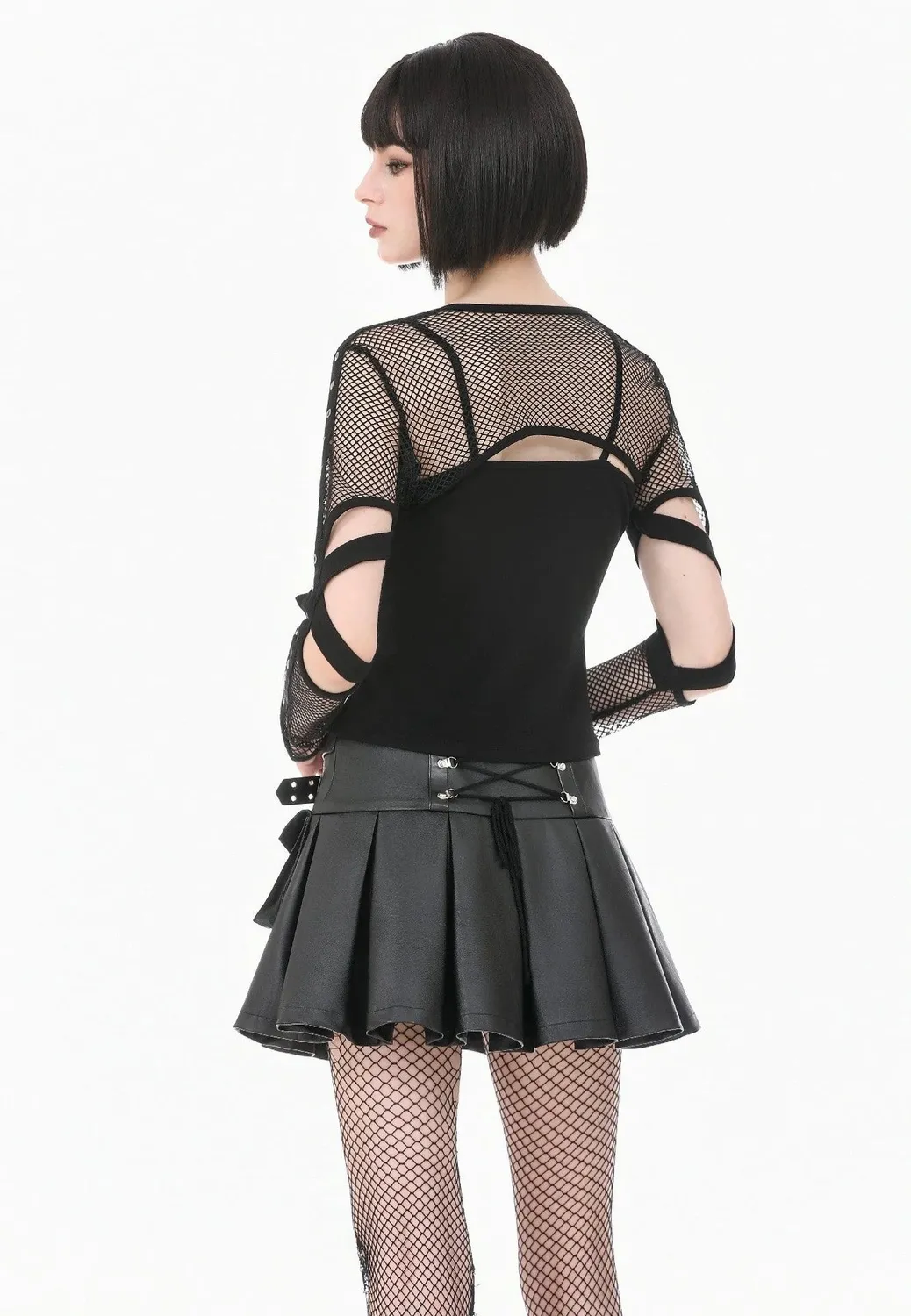 Impericon Tech-Punk Elastic Mesh Shrug Bolero Schwarz
