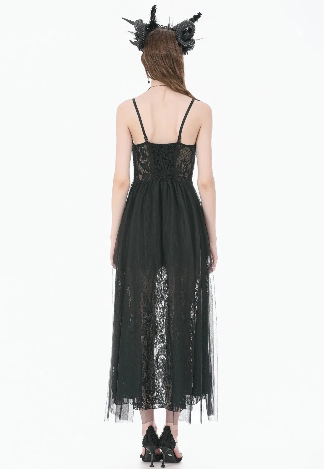 Impericon Dark Rite Gothic Lace Long Kleid schwarz Spitze