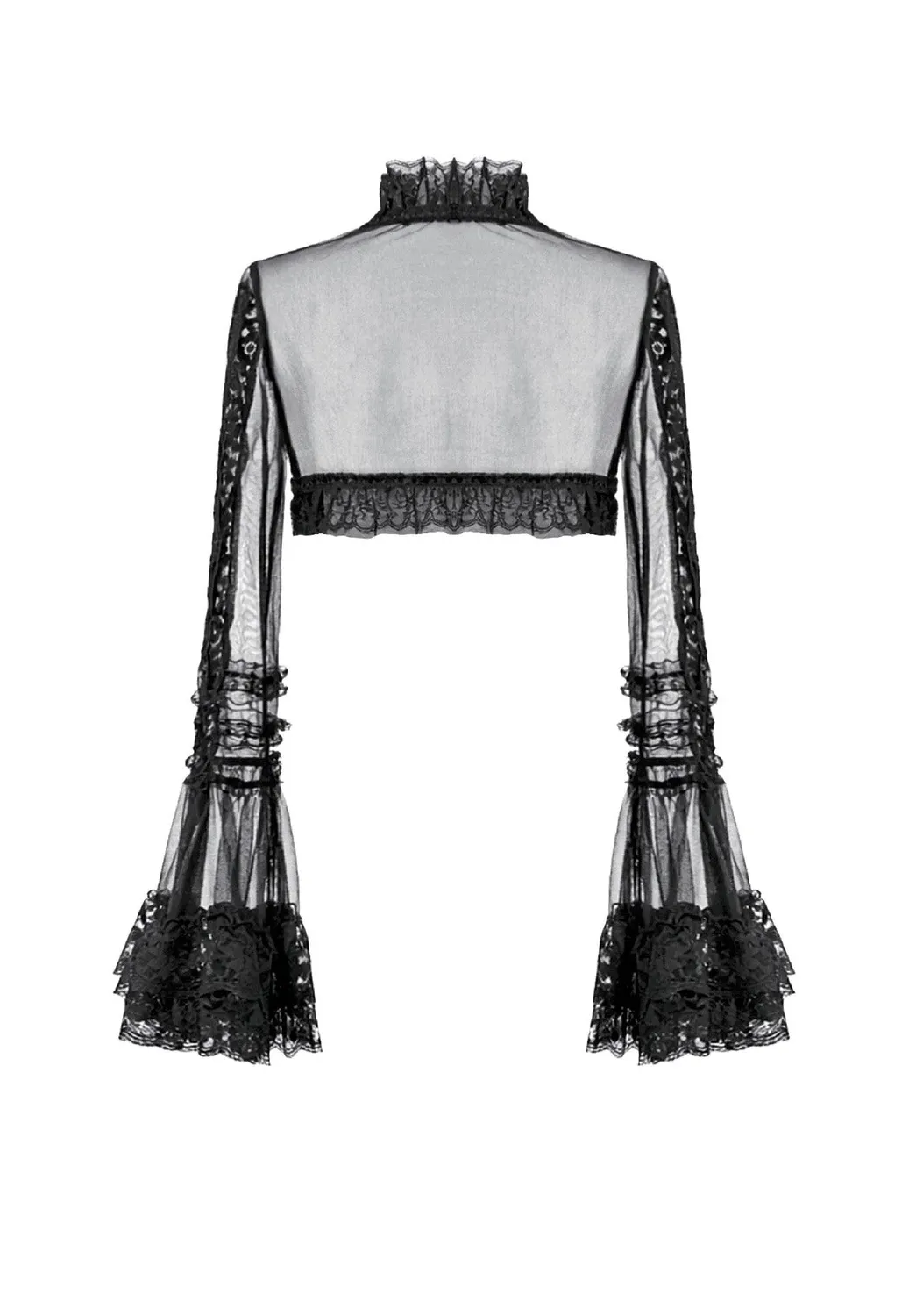 Impericon Gothic Romantic Mesh With Ruffled High Neck Bolero schwarz