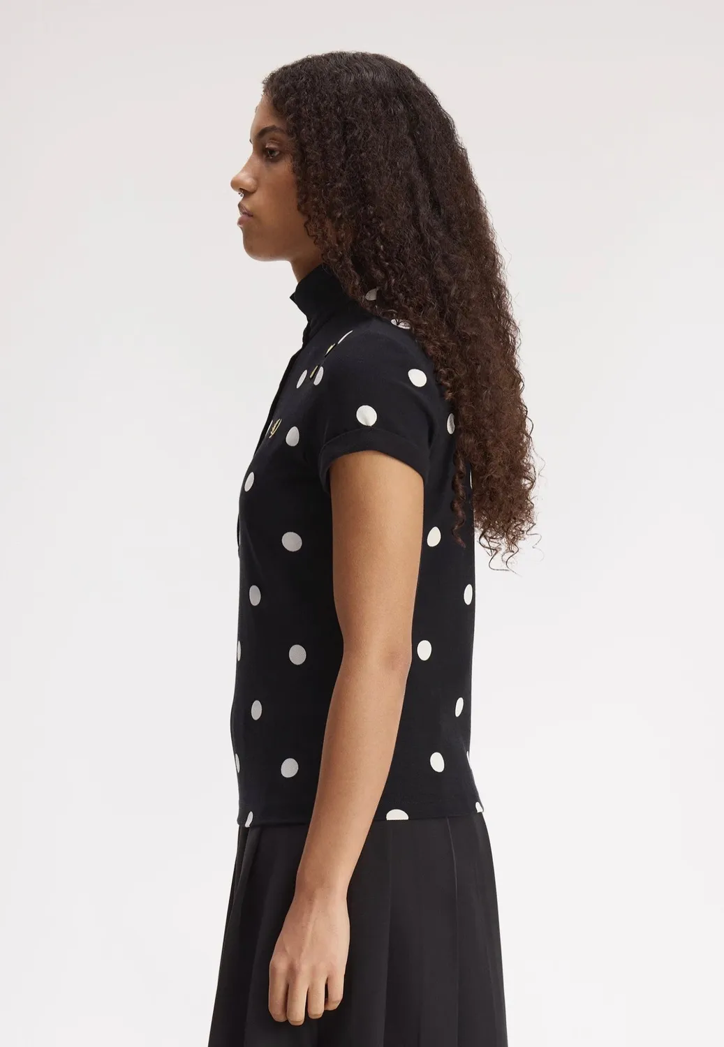 Impericon Polka Dot Black Polo Baumwolle Damen Neuheit