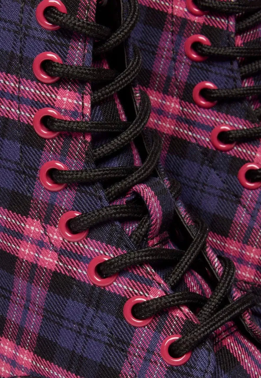 Impericon 1460 8 Eye Pink Multi Tartan Boots pink