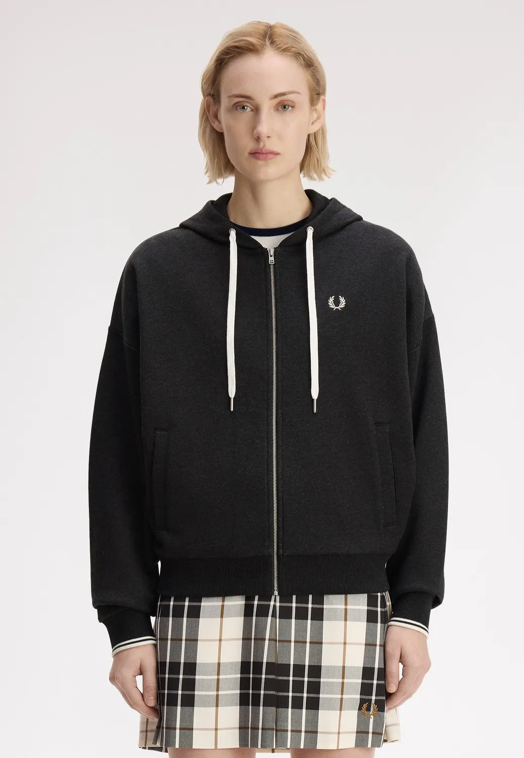 Impericon Hooded Zip-Through Zipper Charcoal Marl