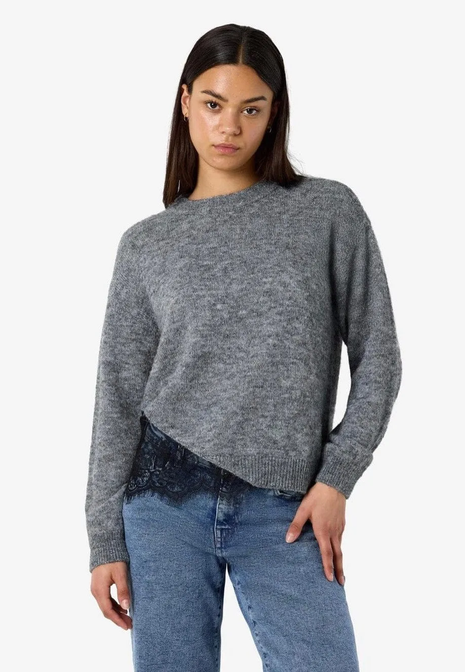 Impericon Preston O-Neck Lace Pullover grau