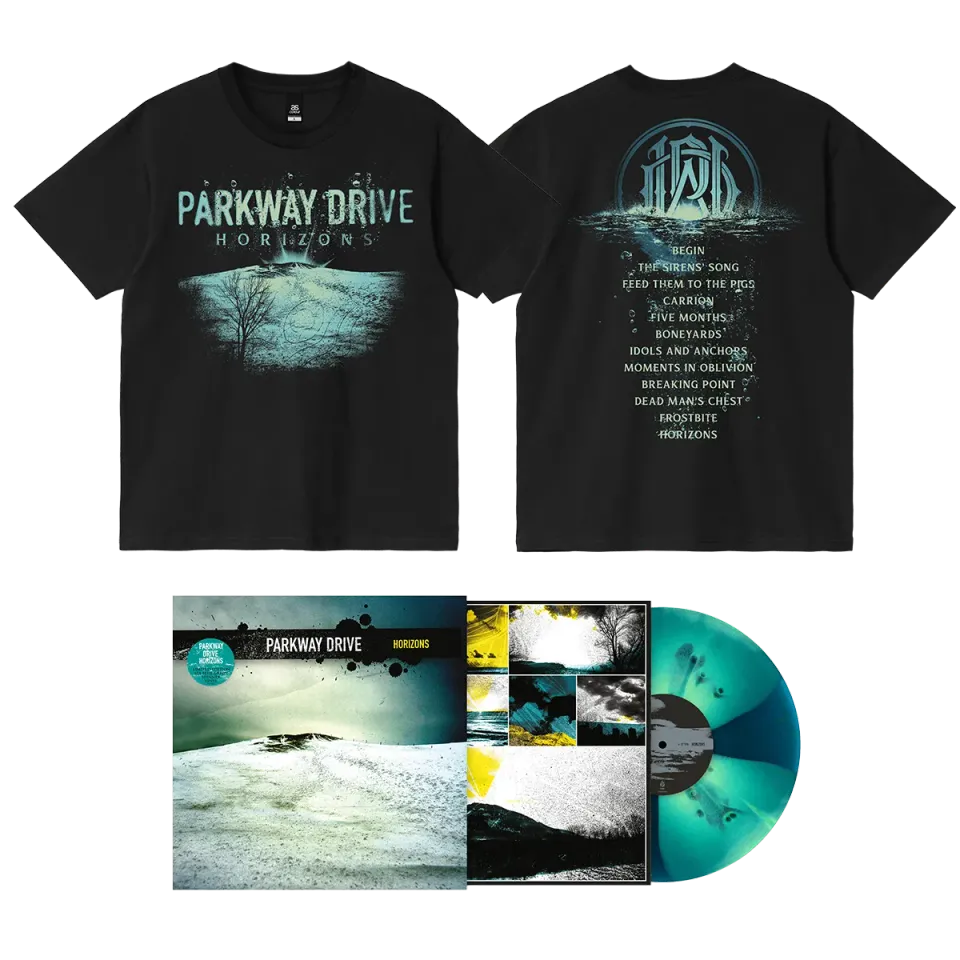 Parkway Drive Horizons Tracklist T-Shirt LP Bundle Sea Blue
