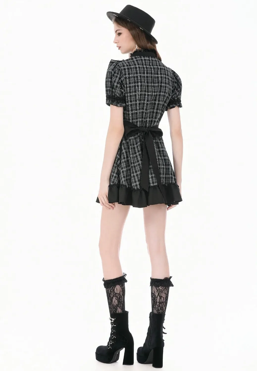 Impericon Dark Lolita Gingham Patchwork Kleid schwarz M