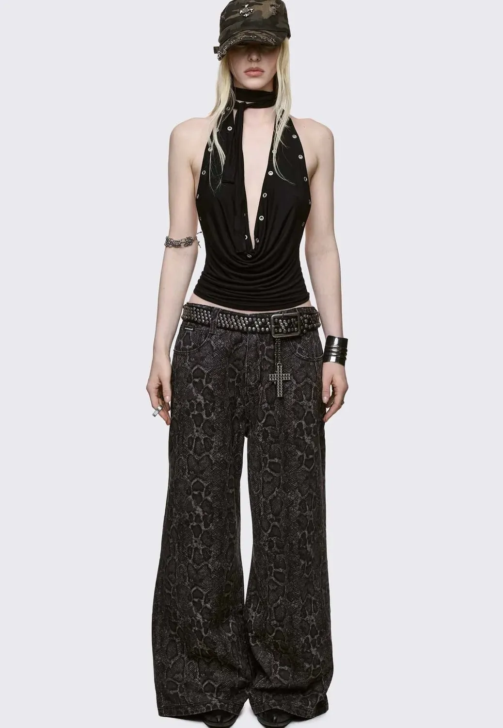 Impericon Python Baggy Black Jeans schwarz W30