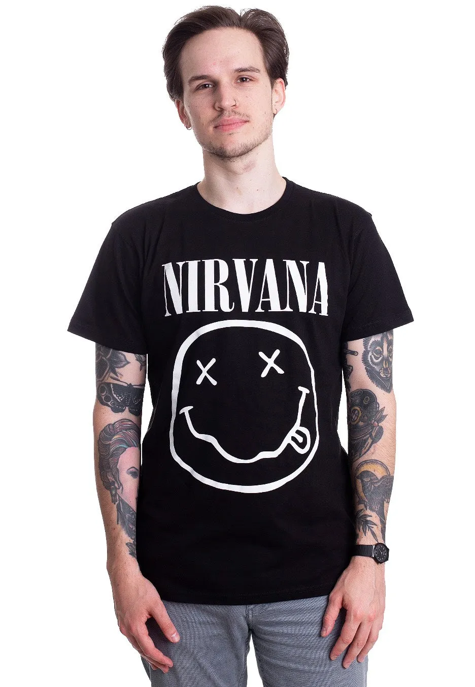 Impericon White Happy Face T-Shirt schwarz
