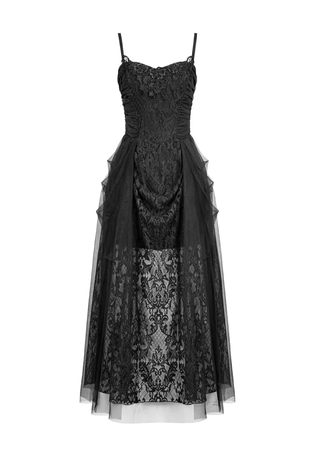 Impericon Dark Rite Gothic Lace Long Kleid schwarz Spitze