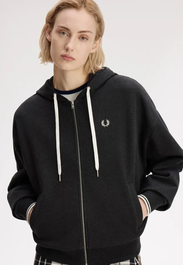 Impericon Hooded Zip-Through Zipper Charcoal Marl
