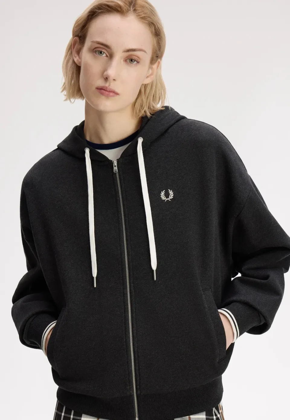 Impericon Hooded Zip-Through Zipper Charcoal Marl