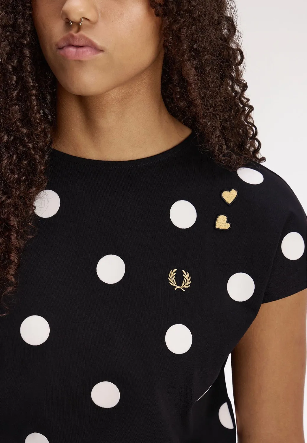 Impericon Flocked Polka Dot Oberteil Black Jersey