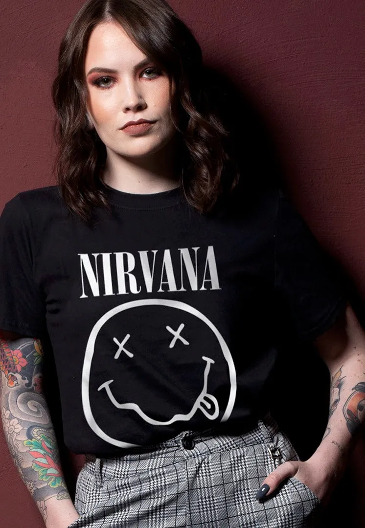 Impericon White Happy Face T-Shirt schwarz