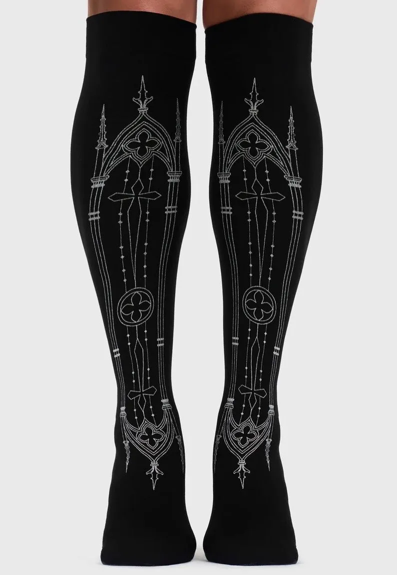 Impericon Cathedra Knee High Multi Socken schwarz