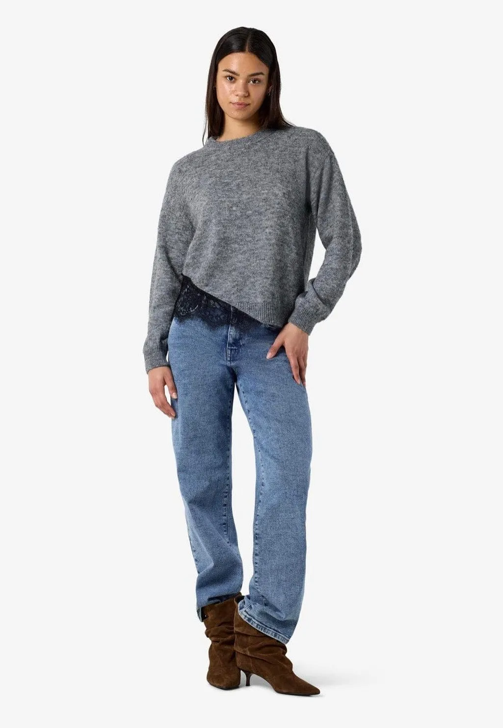 Impericon Preston O-Neck Lace Pullover grau
