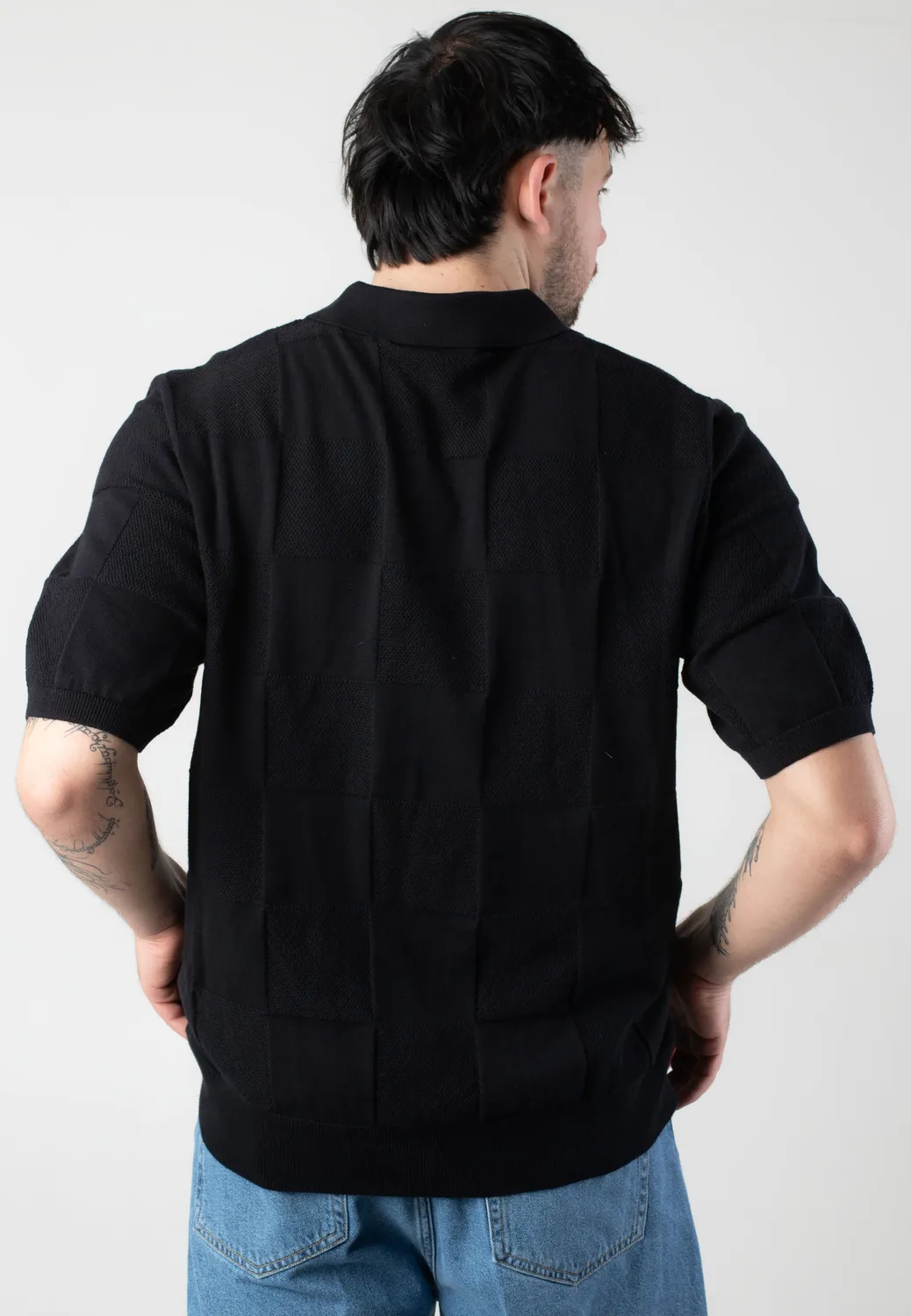 Impericon Checker Black Polo schwarz Kurzarm