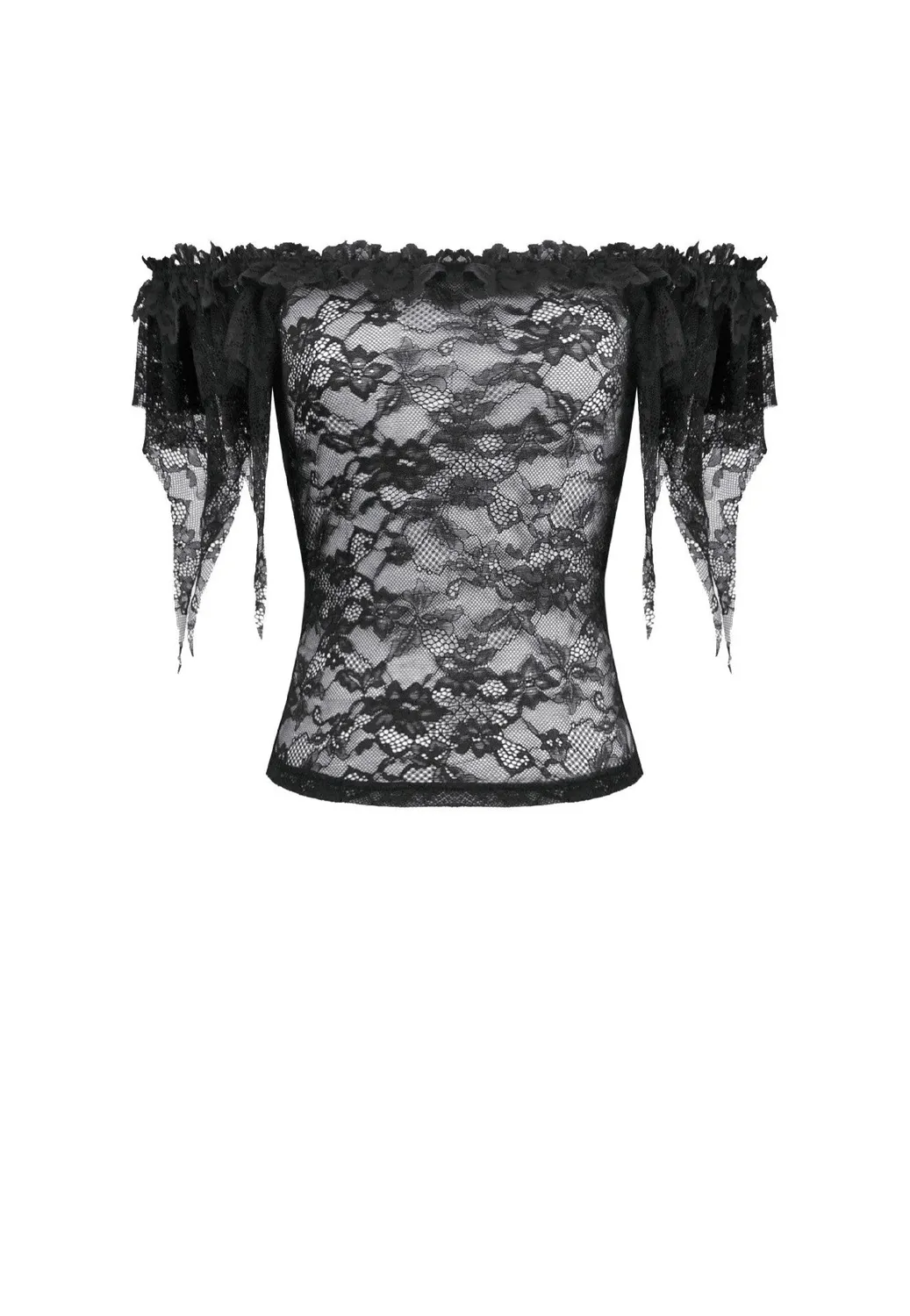 Impericon Gothic Romantic Off Shoulder Top Spitze schwarz