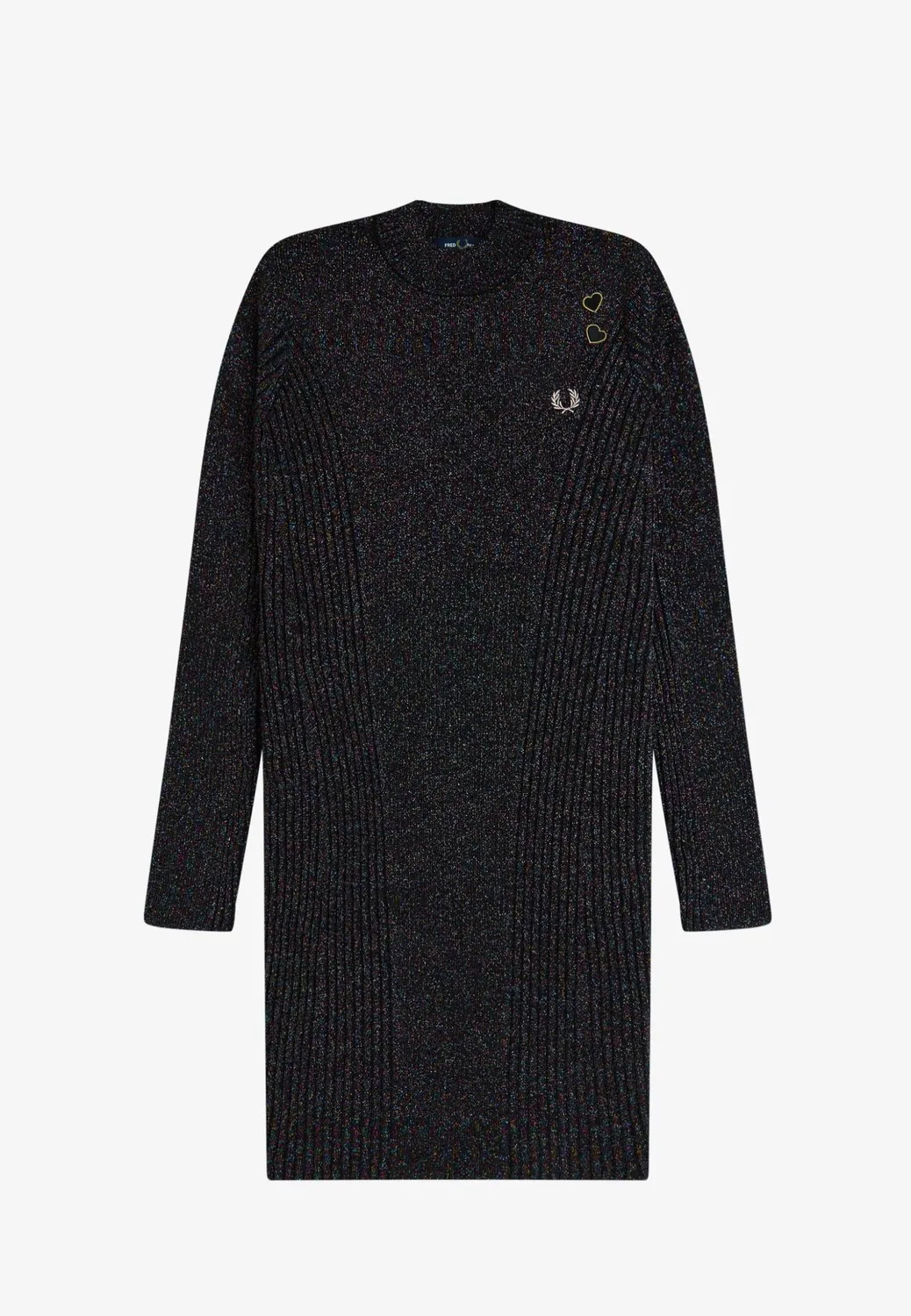 Impericon Metallic Ribbed Black Kleid schwarz Langarm