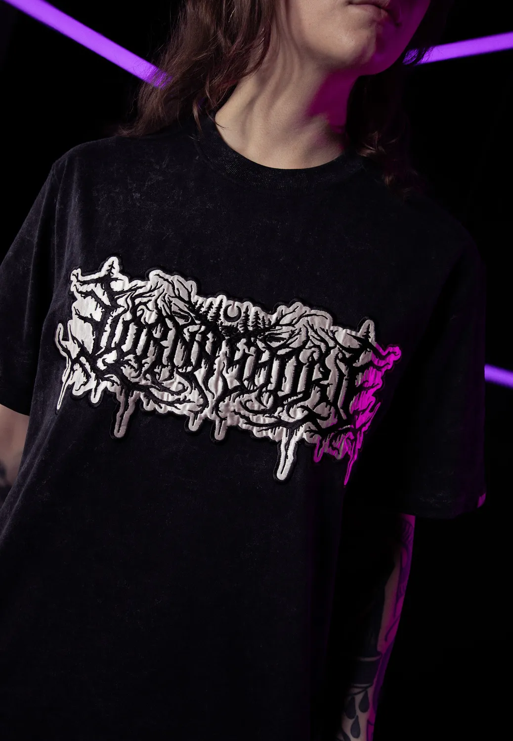 Impericon Logo Acid Wash Premium T-Shirt schwarz