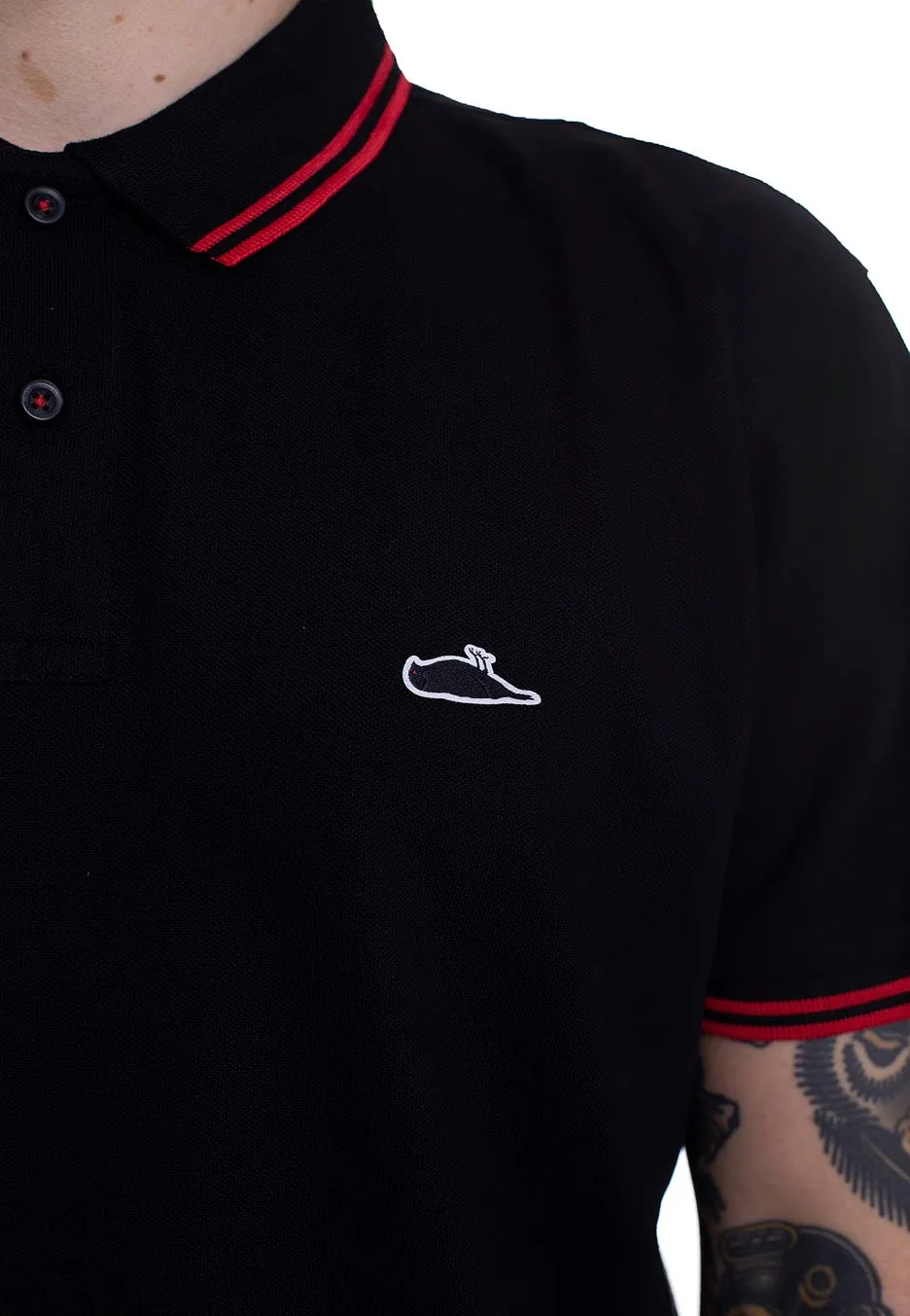 Impericon Classic Tipped Polo schwarz-rot Baumwolle