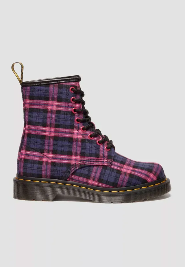Impericon 1460 8 Eye Pink Multi Tartan Boots pink