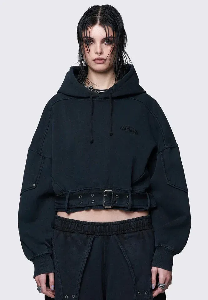 Impericon Ash Wash Cropped Hoodie schwarz