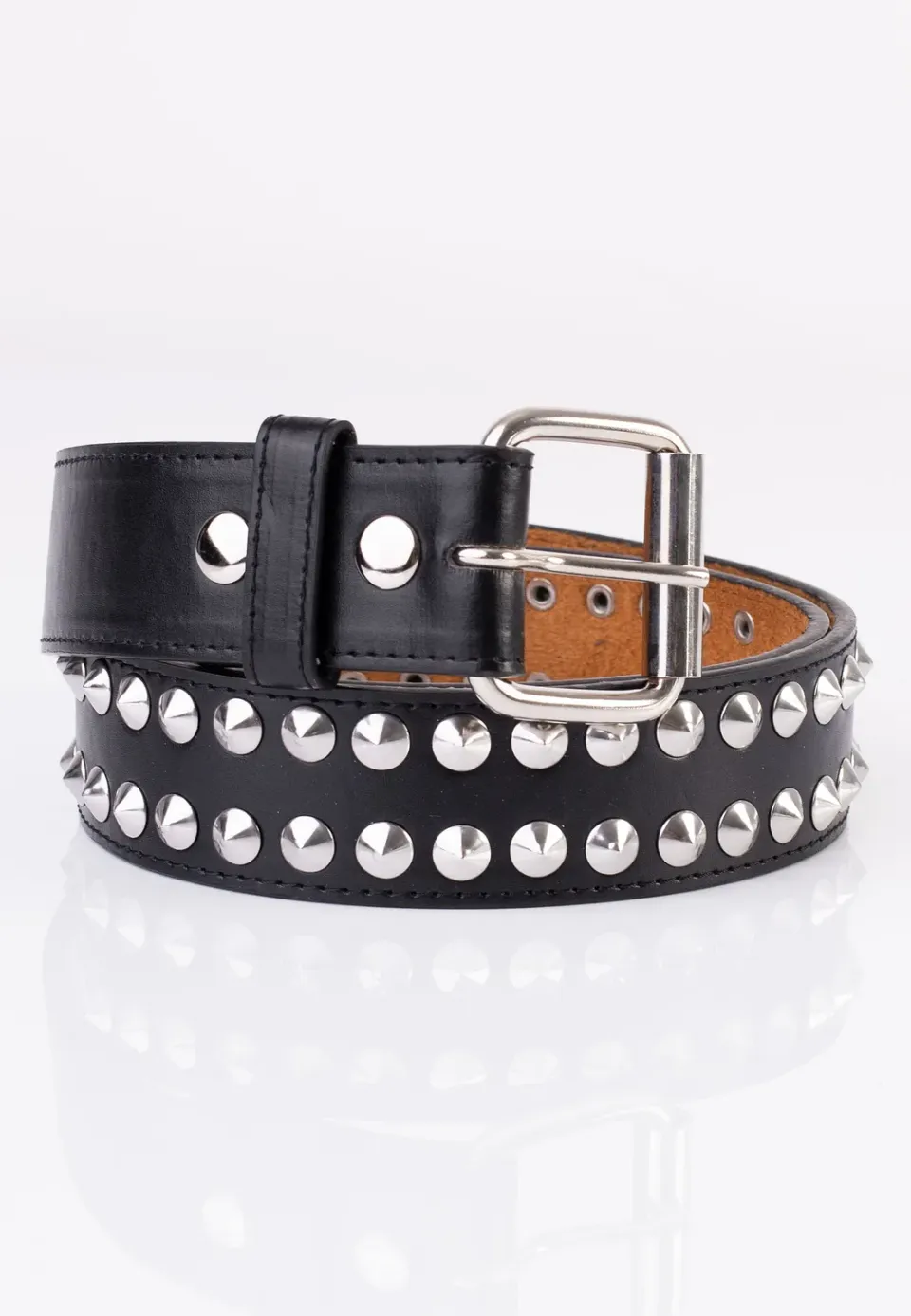 2 Row Conical Studded Gürtel schwarz 38mm