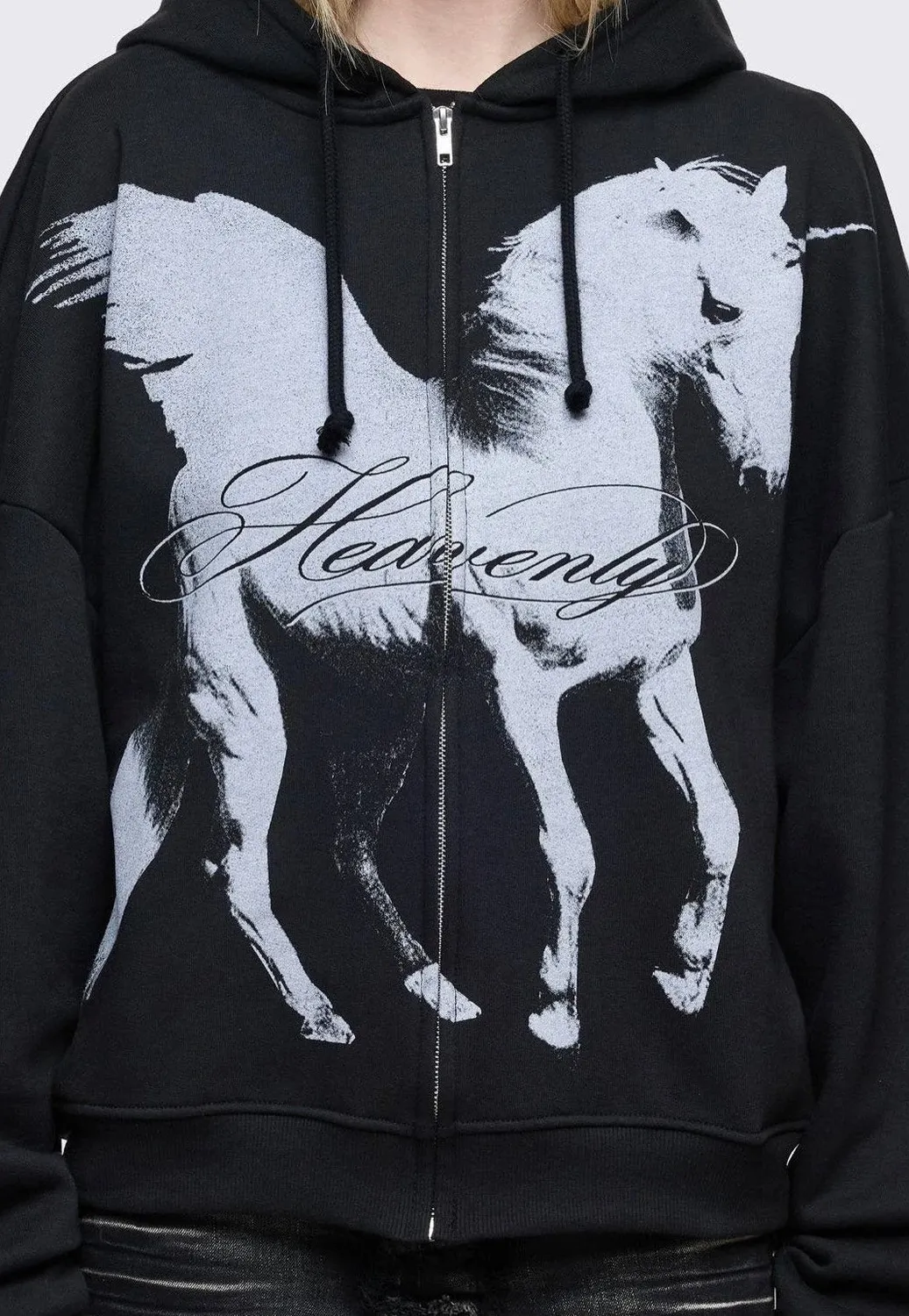 Heavenly Alicorn Zip Up Zipper Schwarz Damen