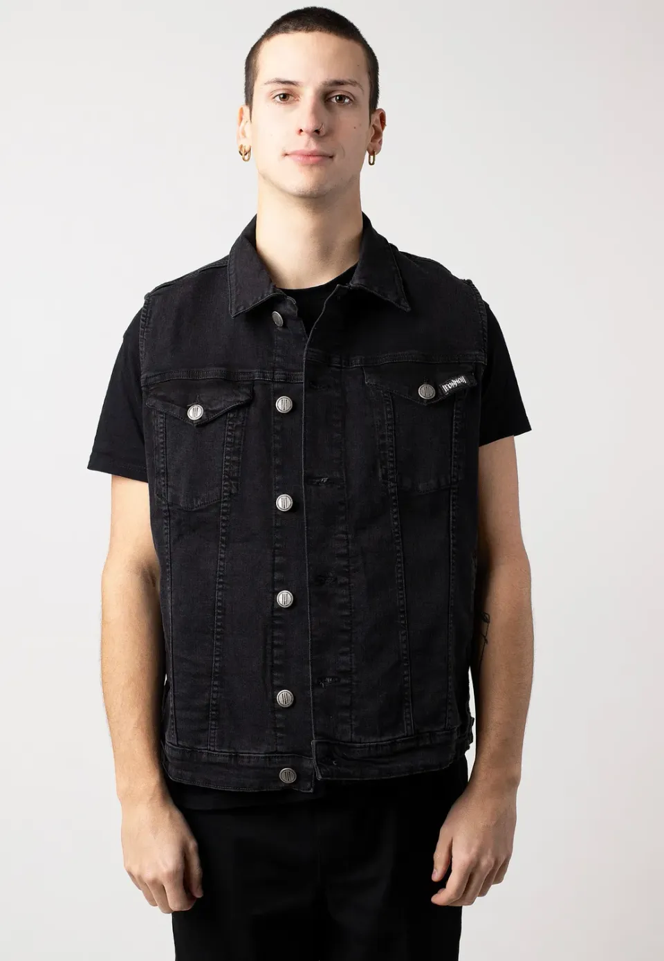 Impericon Neil Denim Black Jeansweste Schwarz