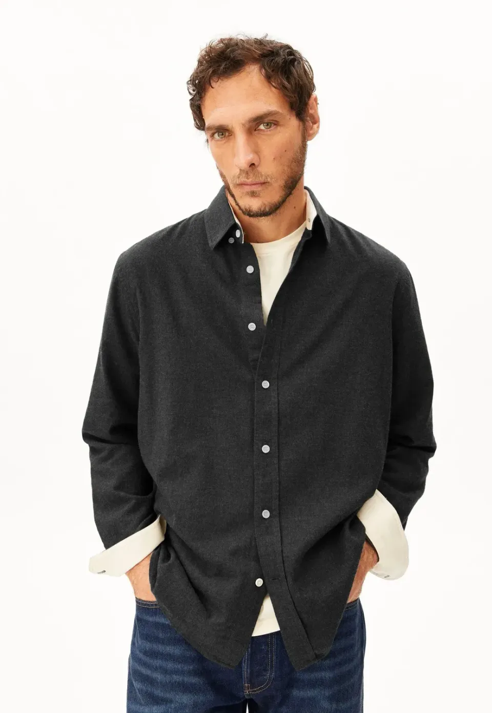Impericon Araamo Flannel Hemd Anthrazit Melange vegan