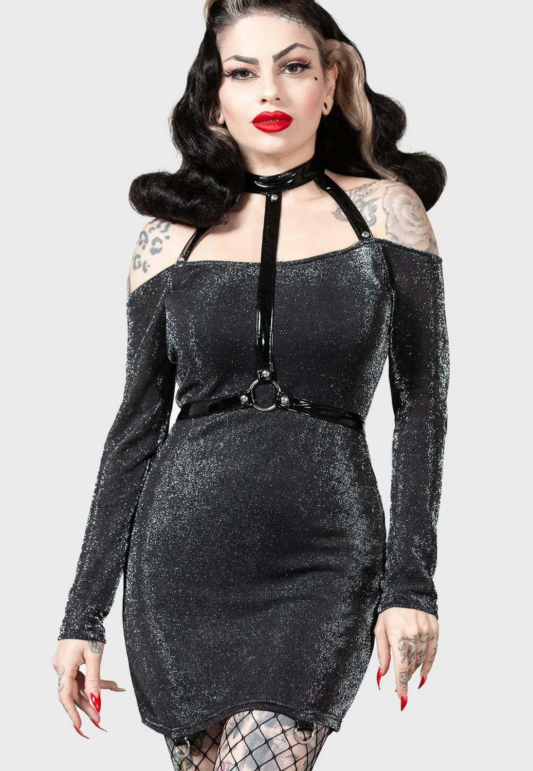 Impericon Valak Black Kleid schwarz Langarm Gothic