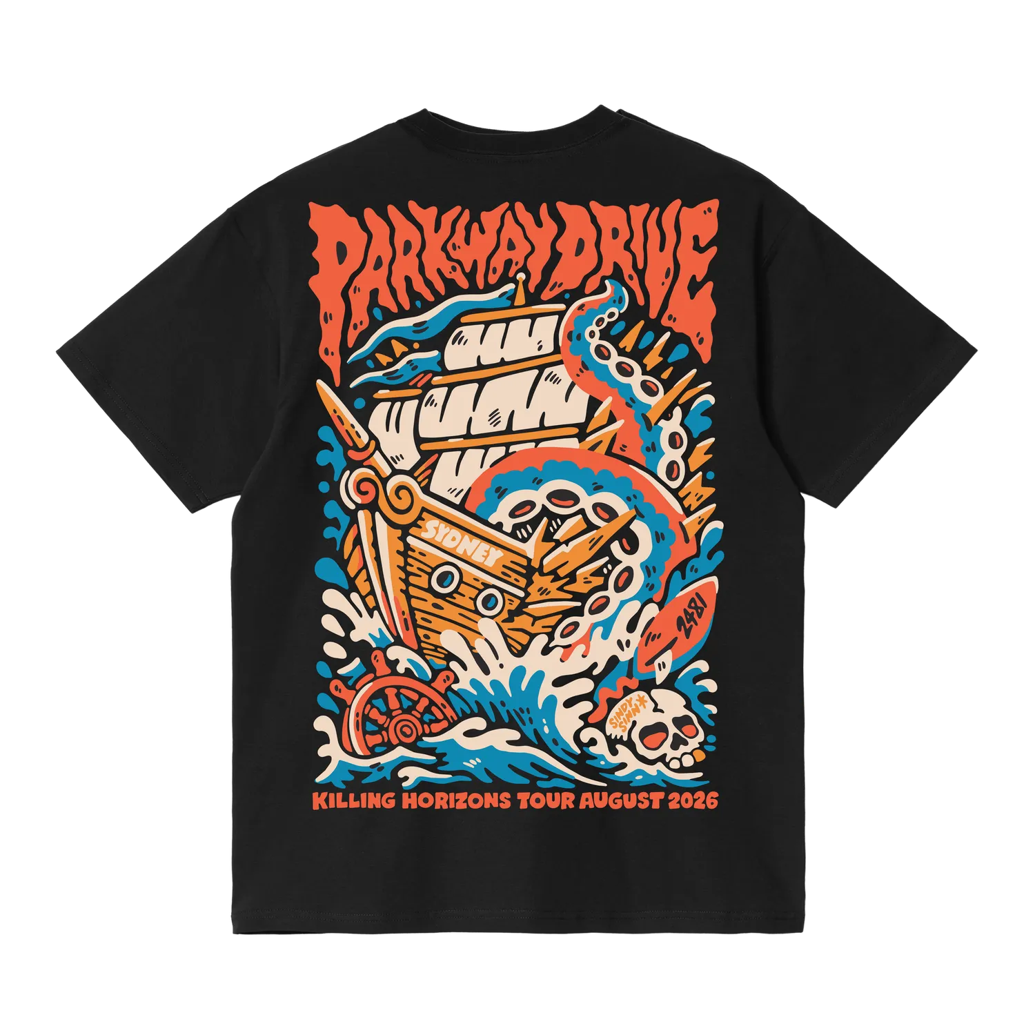 Parkway Drive Killing Horizons Octopus Sydney T-Shirt Schwarz