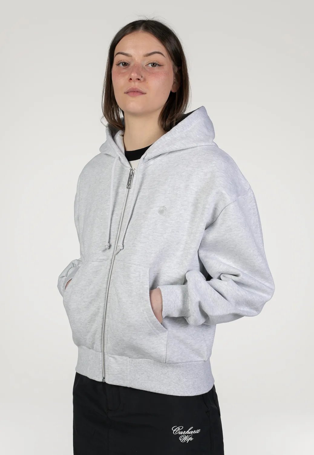 Impericon W Hooded Casey Ash Heather Silver Zipper Damen