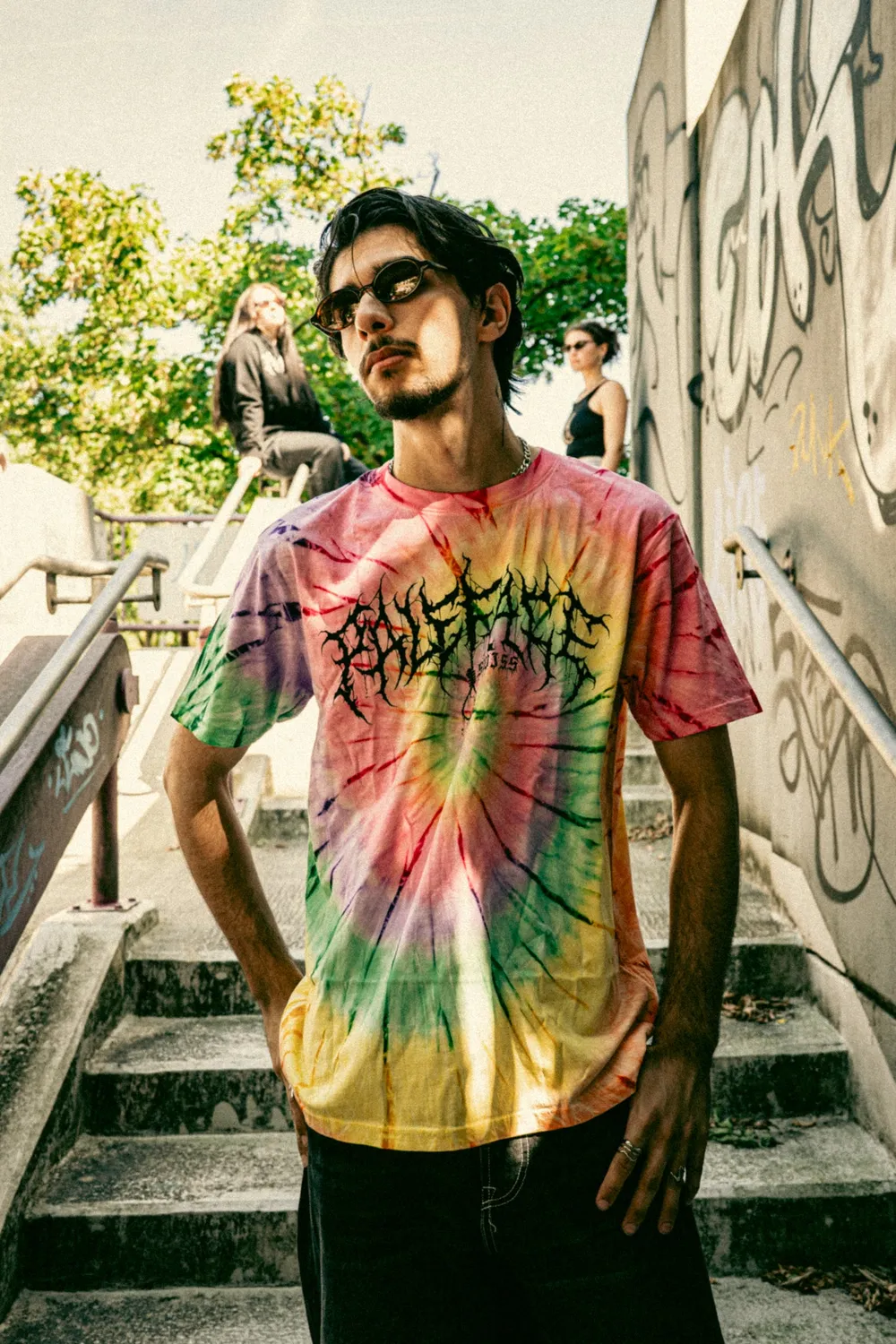 Paleface Swiss PLFC Tie Dye Logo T-Shirt Bunt Baumwolle