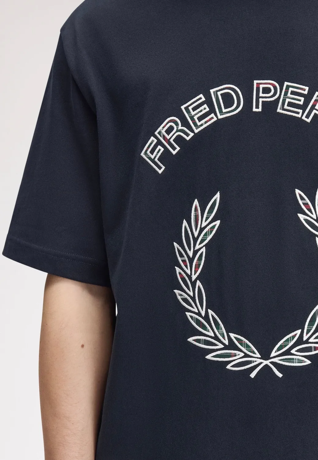 Tartan Applique Navy T-Shirt Streetwear