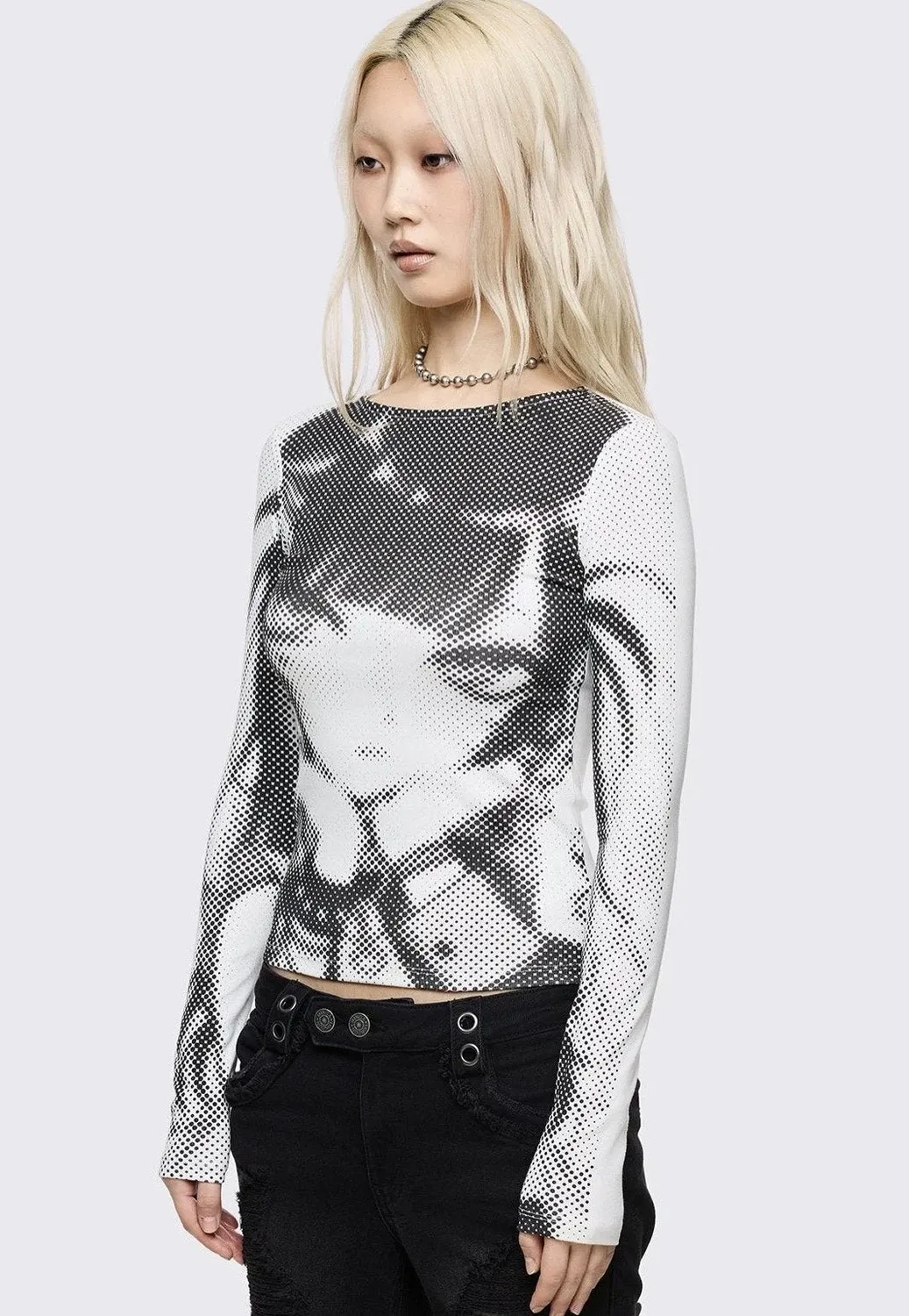 Impericon UwU Warning White Oberteil longsleeve weiß Gothic