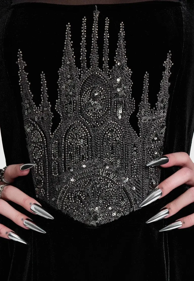 Impericon Cathedra Corset Mini Multi Kleid Samt schwarz