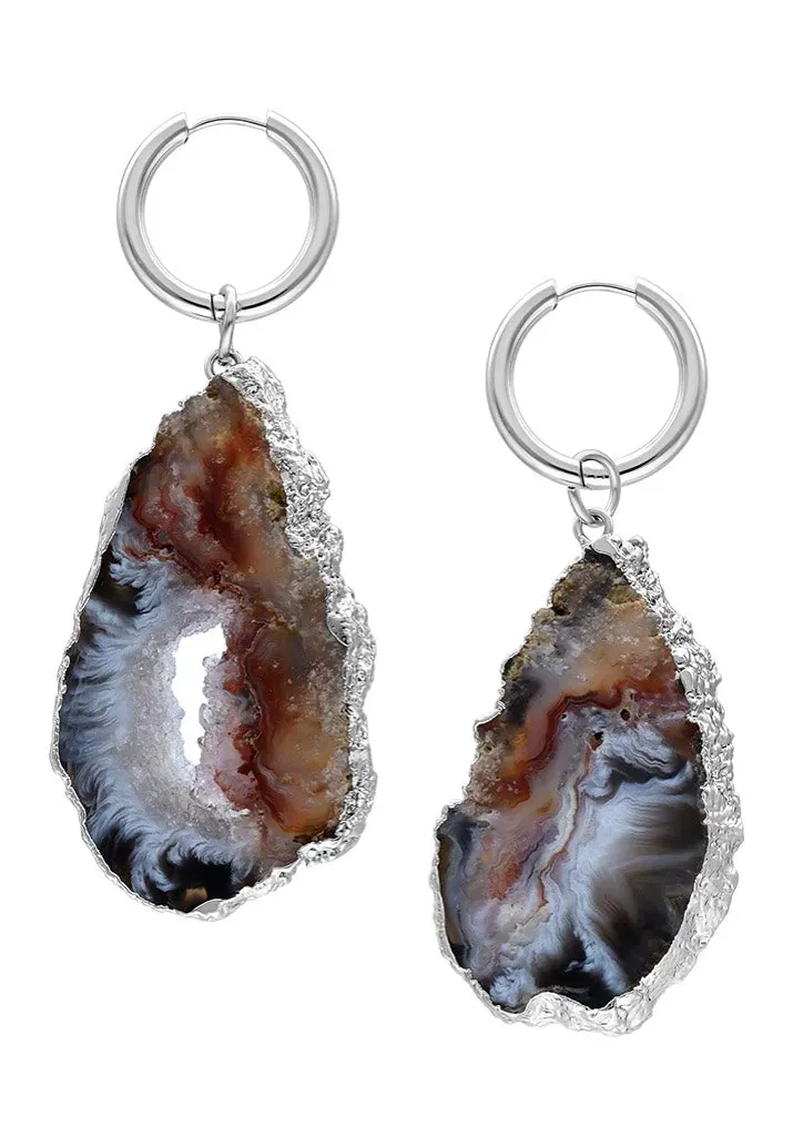 Little Indian Agate Large Ohrringe silber
