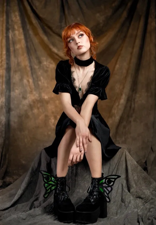 Impericon Nocturne Winged Black Girl Boots EU 40