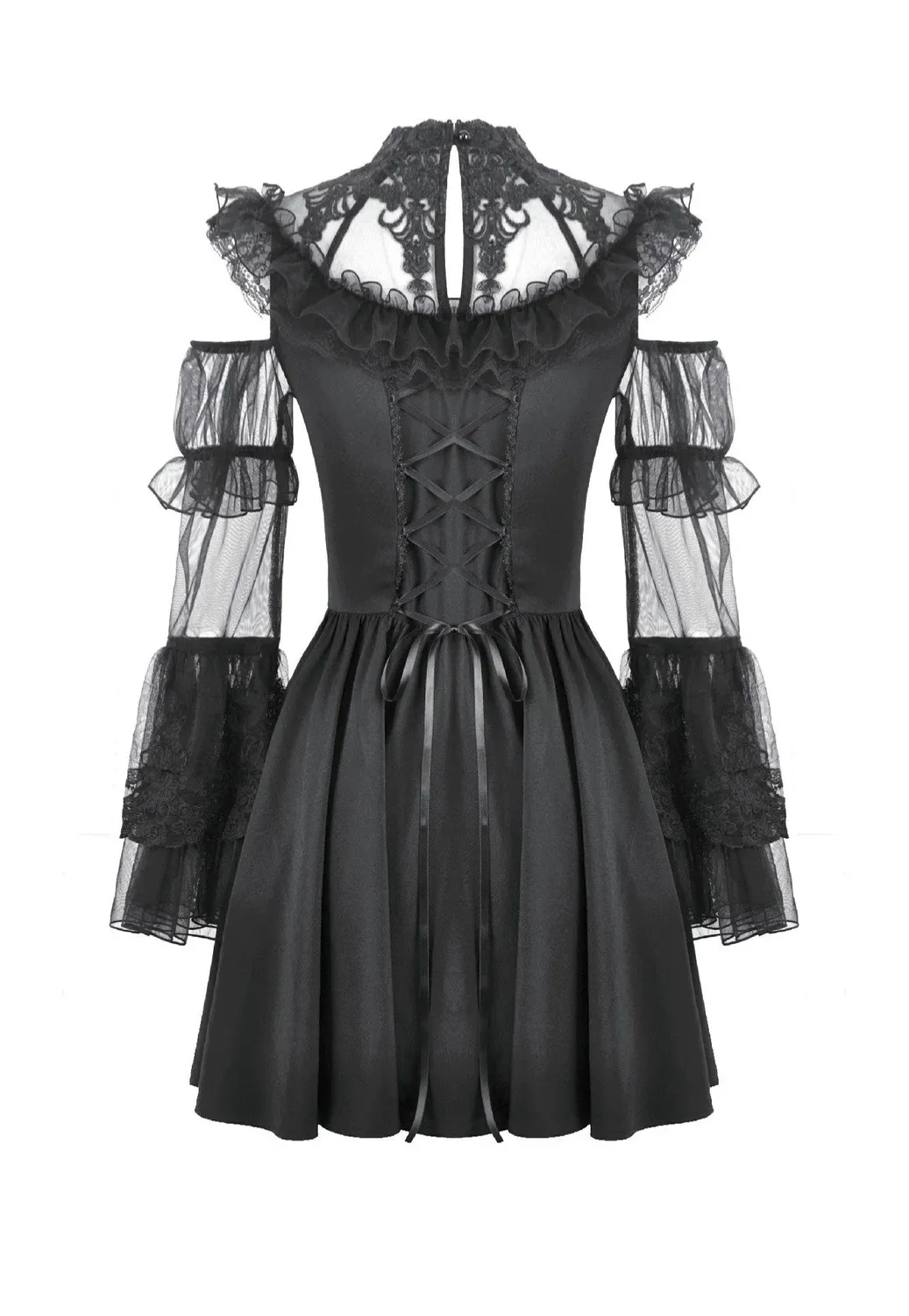 Impericon Romantic Gothic High-Neck Sheer Mesh Kleid schwarz