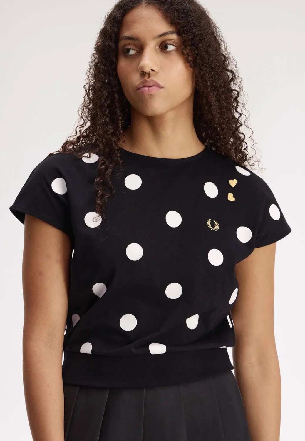 Impericon Flocked Polka Dot Oberteil Black Jersey