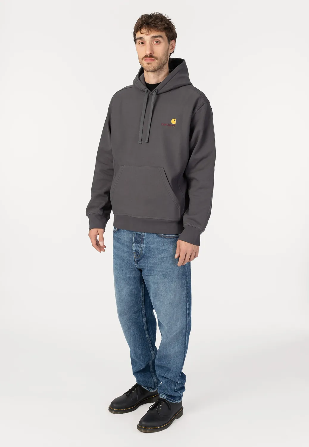 American Script Hooded Graphite Hoodie Größe L Grau