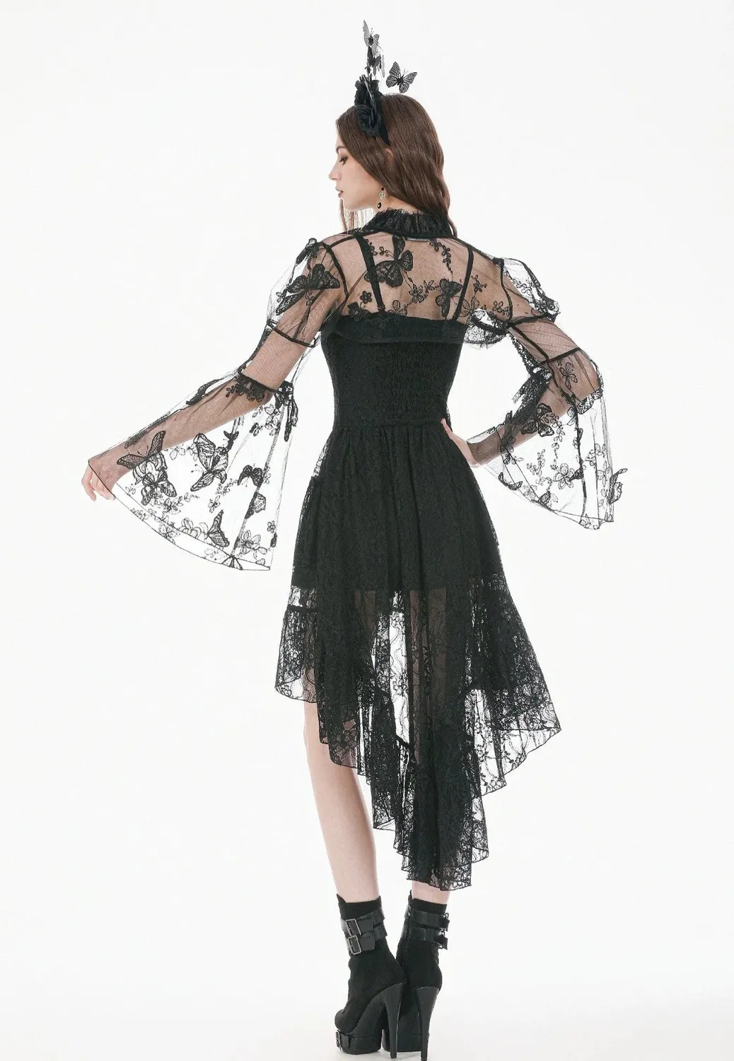 Impericon Gothic Ruffled Butterfly Bolero schwarz Spitze S-XXL